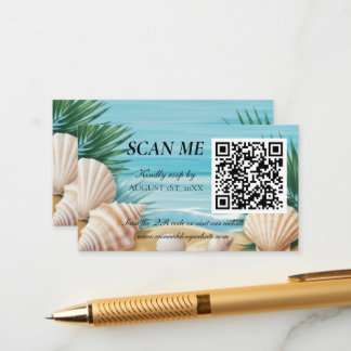 Carte D'accompagnement Tropical Beach Wedding RSVP QR Code Enclosure