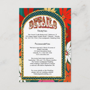 Carte D'accompagnement Tropical Big Flowers & Arch Détails du Mariage
