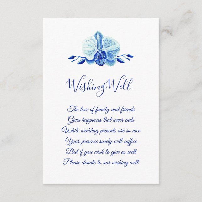 Carte D'accompagnement Tropical Blue Orchid Mariage Wishing well (Devant)