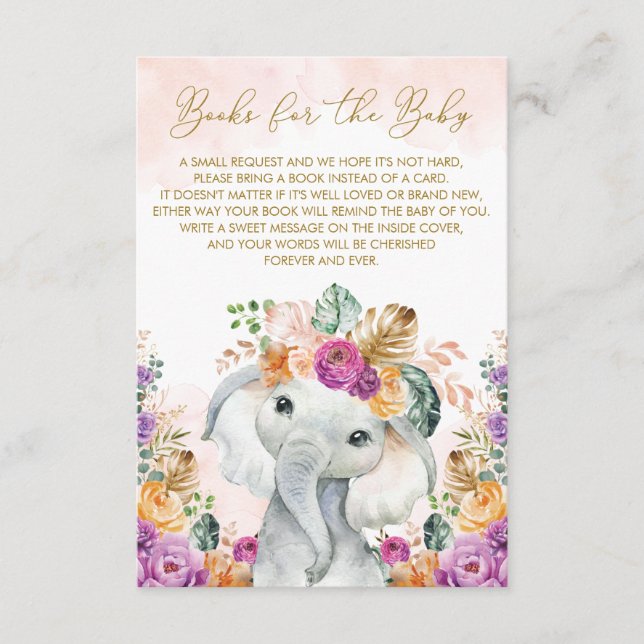 Carte D'accompagnement Tropical Fall Floral Elephant Apporter livre pour  (Devant)