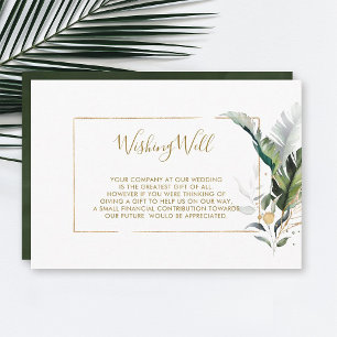 Carte D'accompagnement Tropical Feuille Gold Mariage Wishing well