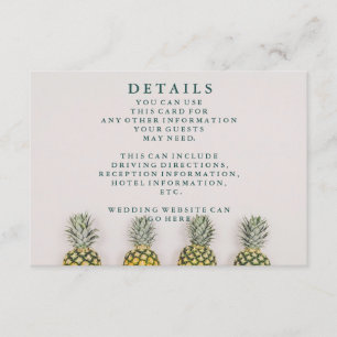 Carte D'accompagnement Tropical Feuille Pineapple Hawaiian Mariages Détai