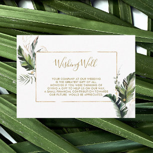 Carte D'accompagnement Tropical Foliage Gold Mariage Wishing well