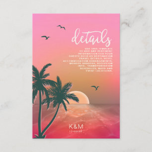 Carte D'accompagnement Tropical Isle Sunrise Mariage Détails Pink ID581