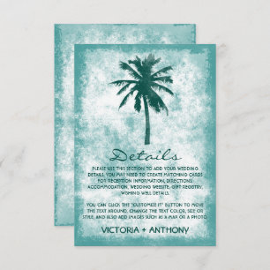 Carte D'accompagnement Tropical Palm Tree Beach Wedding Détail