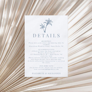 Carte D'accompagnement Tropical Palm Tree Dusty Blue Détails sur le Maria