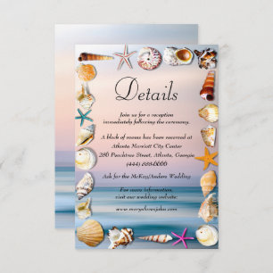Carte D'accompagnement Tropical Sandy Beach And Seashells Détails Mariage