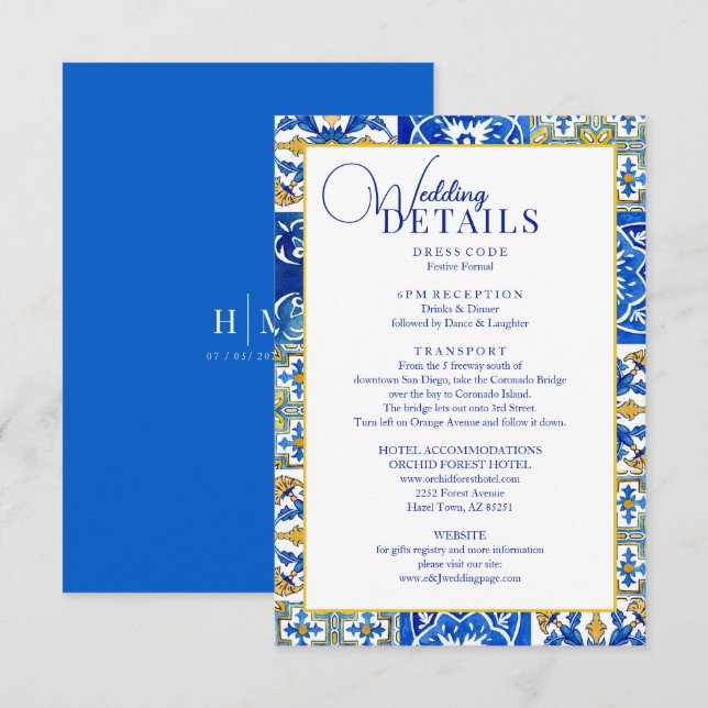 Carte D'accompagnement Tuile moderne été méditerranéen (Devant / Derrière)