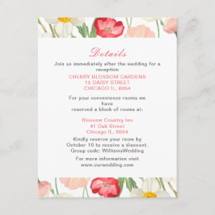 Carte D'accompagnement Tulipes et Daffodils Mariage de printemps