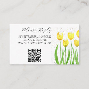 Carte D'accompagnement Tulipes Jaunes Aquarelle Fleurs Mariage Floral