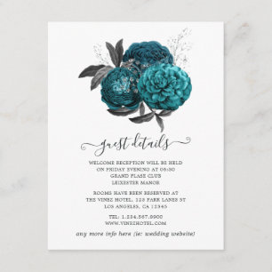 Carte D'accompagnement Turquoise, Black et Silver Floral Détails de l'inv