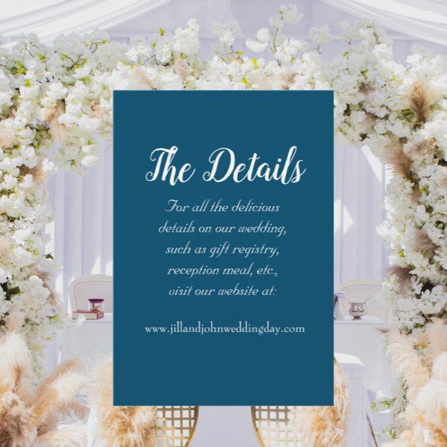 Carte D'accompagnement Turquoise Bleu Simple Style Détails du Mariage (In Situ Wedding)