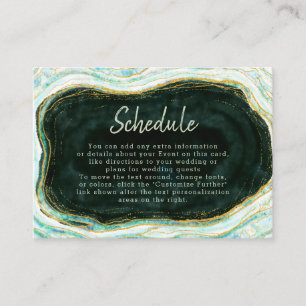 Carte D'accompagnement Turquoise Green & Gold Agate Marbre Mariage Calend