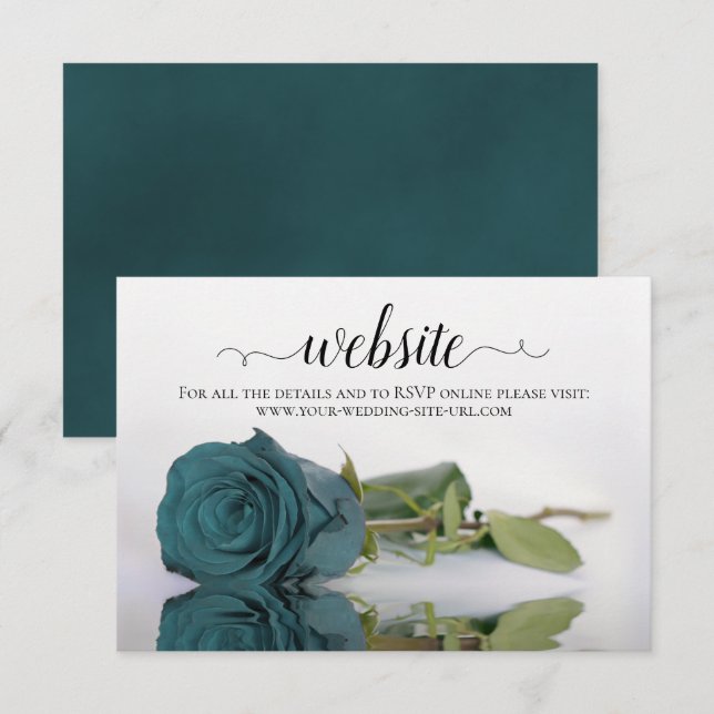 Carte D'accompagnement Turquoise ou Turquoise Rose Elegant Wedding Websit (Devant / Derrière)