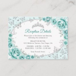 Carte D'accompagnement Turquoise Silver Quinceanera Reception Details