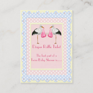 Carte D'accompagnement Twin Girls Douche Diaper Raffle Billet