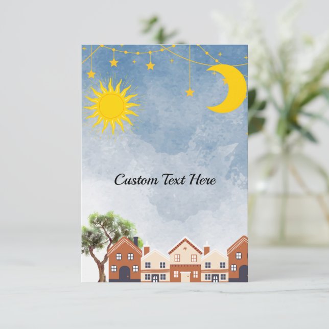 Carte D'accompagnement Twin Over the Sun and the Moon Baby shower (Debout devant)