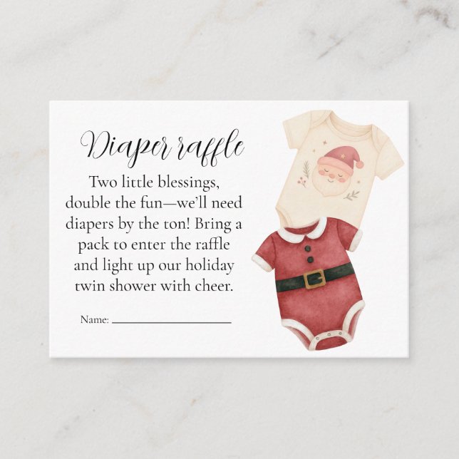 Carte D'accompagnement Twin Santa Babies Diaper Raffle Card (Devant)