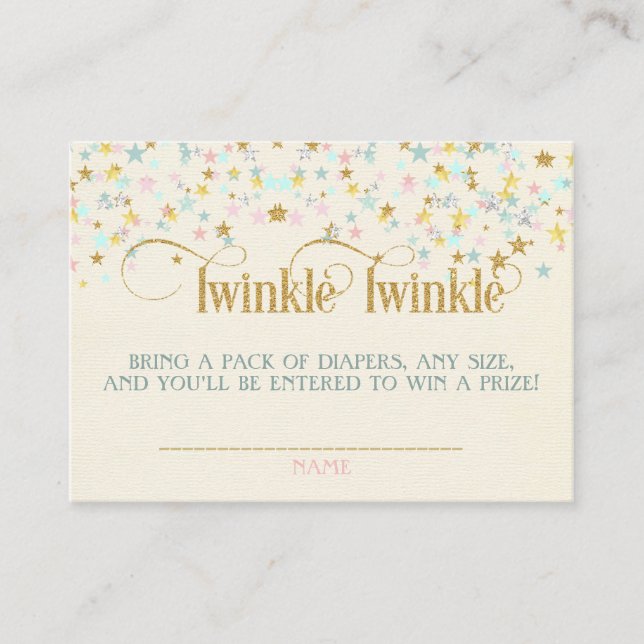 Carte D'accompagnement Twinkle Little Star Baby shower Déchets Raffle (Devant)
