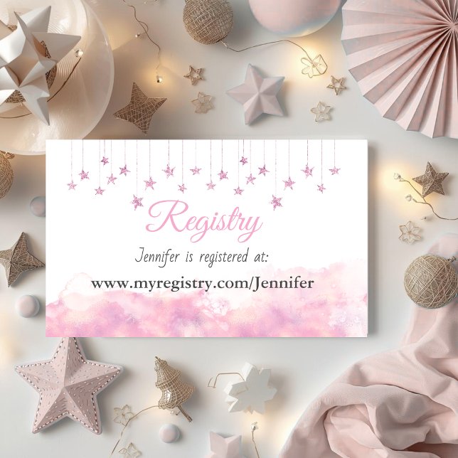 Carte D'accompagnement Twinkle Little Star Pink Girl Baby Shower Registry (Créateur téléchargé)