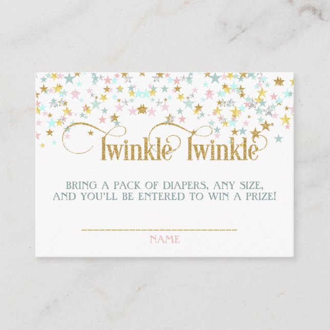 Carte D'accompagnement Twinkle Little Stars Twins Diaper Raffle (Devant)