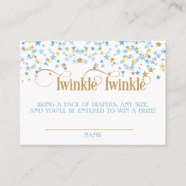 Carte D'accompagnement Twinkle Little Stars Twins Diaper Raffle Blue Gold (Devant)