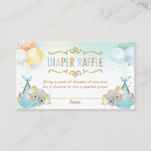 Carte D'accompagnement Twins Baby Boys Elephant Diaper Raffle Ticket