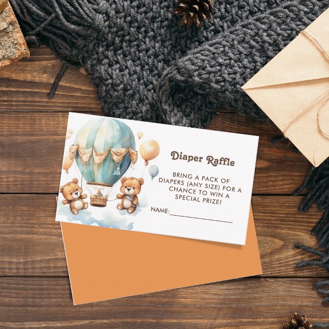 Carte D'accompagnement Twins baby shower mignonne Bear Diaper Raffle Tick (Créateur téléchargé)
