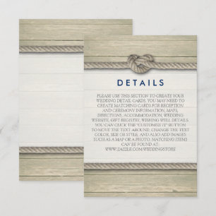 Carte D'accompagnement Tying The Knot Rustic Beach Détails du mariage