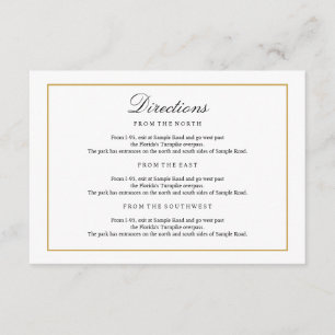 Carte D'accompagnement Type élégant Noir & Blanc Gold Directions Insertio