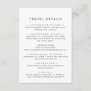 Carte D'accompagnement Typographie Chic Destination Mariage Détails du vo