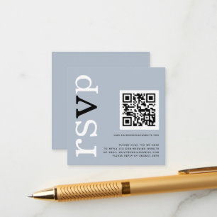 Carte D'accompagnement Typographie du code QR Dusty Blue Mariage en ligne