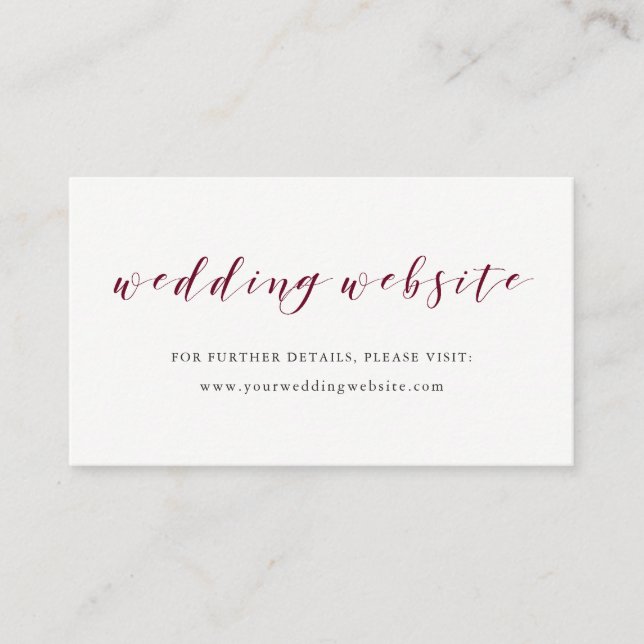 Carte D'accompagnement Typographie élégante Marsala Mariage Site Web Insé (Devant)