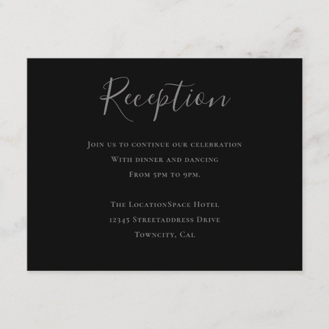 Carte D'accompagnement Typographie gris noir Information de réception (Devant)