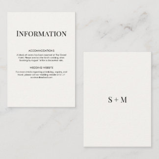 Carte D'accompagnement Typographie Mariage Moderne Minimaliste Détails