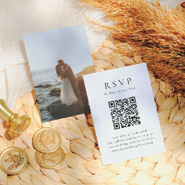 Carte D'accompagnement Typographie minimaliste Photo QR Code Mariage RSVP