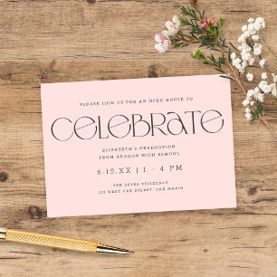 Carte D'accompagnement Typographie moderne Blush Pink Graduation Party