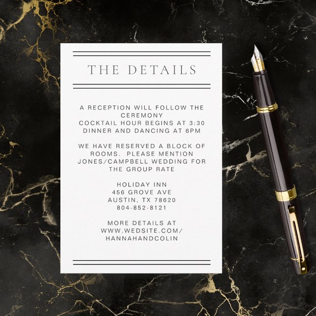 Carte D'accompagnement Typographie moderne chic noir & blanc (Créateur téléchargé)