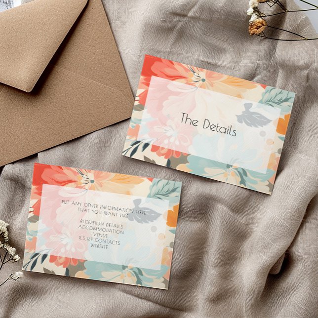 Carte D'accompagnement Typographie moderne fleurie les détails (Flowery modern typography the details enclosure card.)