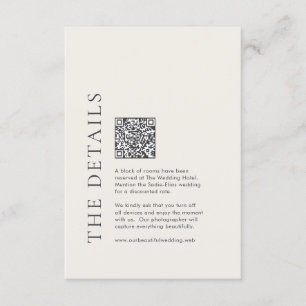 Carte D'accompagnement Typographie Moderne Mariage Élégant Code QR Beige