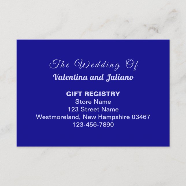 Carte D'accompagnement Typography Style Dark Blue Wedding Gift Registry (Devant)