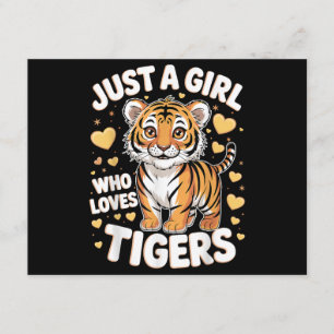 Carte D'accompagnement Un animal de tigre mignon juste une fille qui aime
