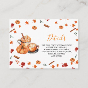 Carte D'accompagnement Un bébé brasse Citrouille épice Baby shower détail