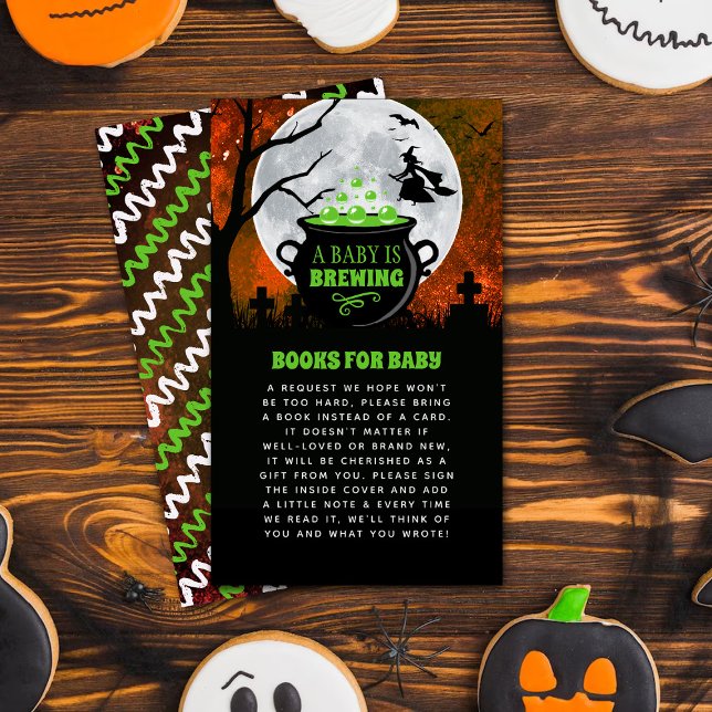 Carte D'accompagnement Un bébé brasse le livre de Baby shower d'Halloween (Créateur téléchargé)