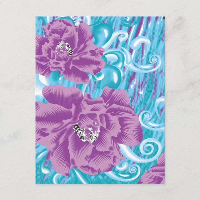 Carte D'accompagnement Un design textile dynamique avec violet et turq (Devant)