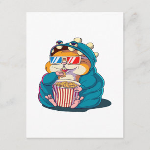 Carte D'accompagnement Un hamster drôle portant des lunettes mange du pop