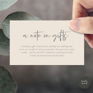 Carte D'accompagnement Un mot sur les cadeaux, Cadeau de Lune de Miel en 