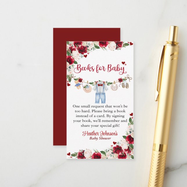 Carte D'accompagnement Un petit Baby shower de Valentine Boy (Devant/Arrière en situation)