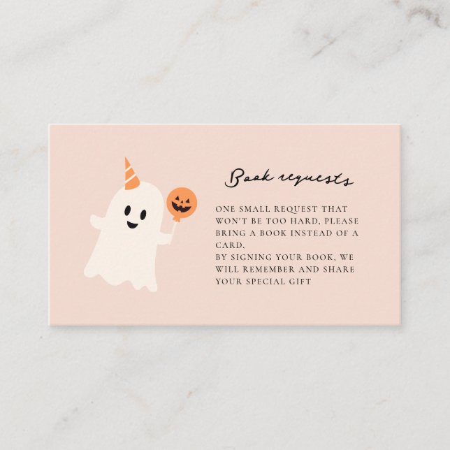 Carte D'accompagnement Un petit Boo est presque Baby shower Demande de ré (Devant)