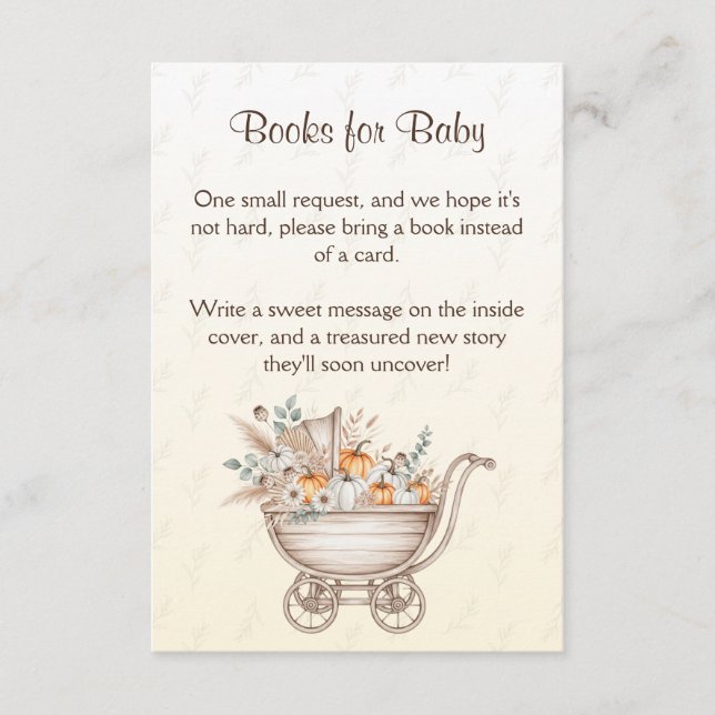 Carte D'accompagnement Un petit Citrouille Boho Baby shower Livres pour b (Devant)